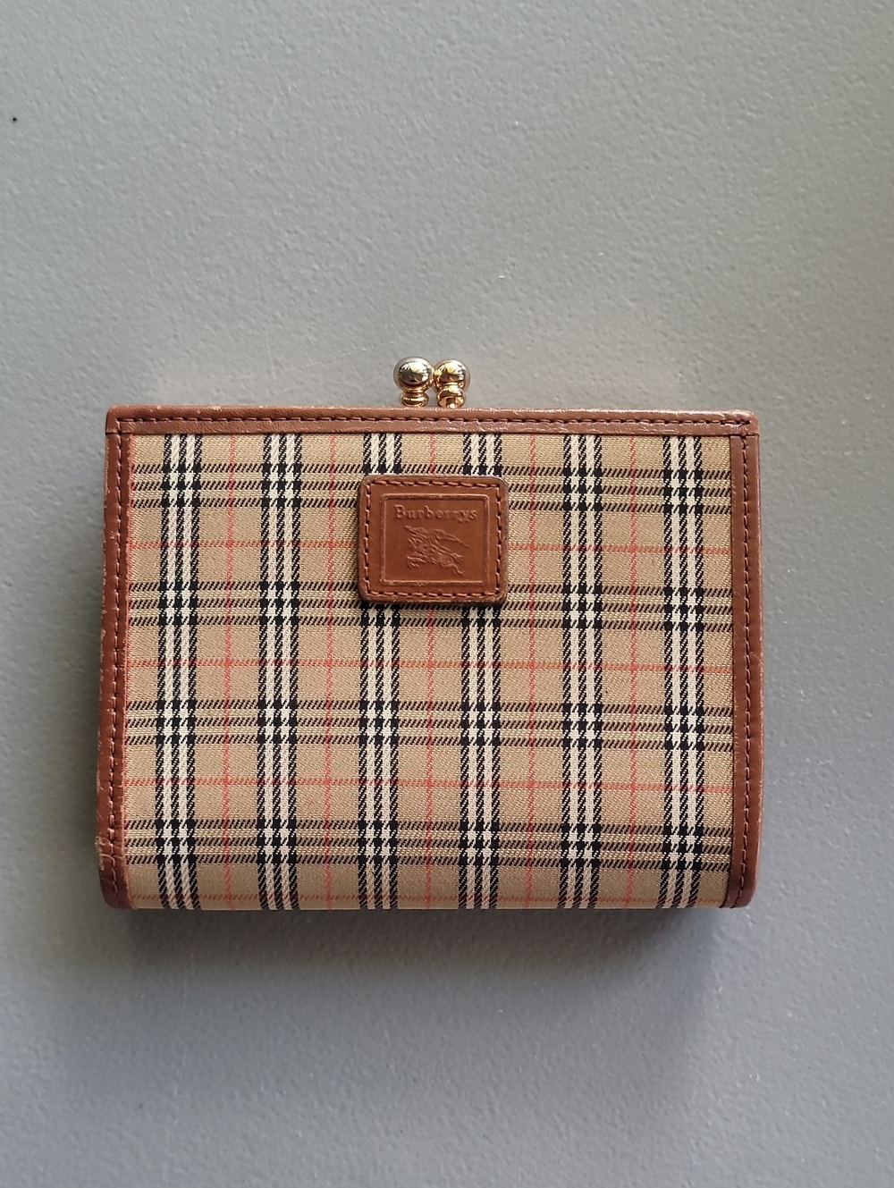 Vintage Burberry Haymarket Kiss-lock Bifold Wallet